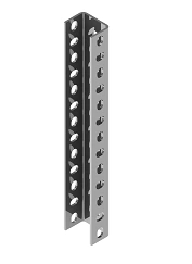 Connector of perforated rail SSC-000, with overall dimensions from 40x28x260 mm to 40x28x660 mm, with metal thickness from 2,0 m