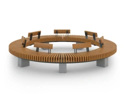 Arc radius bench with backrest (on concrete base) Article No. A1045