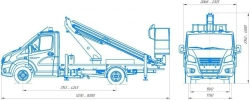 Means of transport equipped with lifts with working platforms R180T,VA180T Velmash-S type AM193 modification: 27193N on base