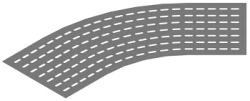 Bottom base of radius horizontal 45 degree corner of self-supporting cable girder DKO 000 U45, with overall dimensions from 150
