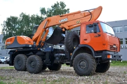 Truck-mounted single-bucket excavator E195A with YaMZ 53493 engine, arm length not less than 2405 mm