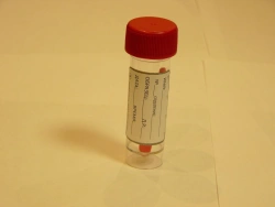 Polymer biosample container, disposable, sterile-KOS 30ml/K with label and spoon