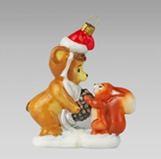 Handmade glass Christmas tree toy "Bear and Squirrel"