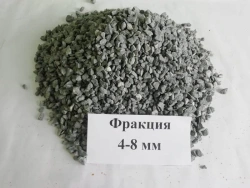Crushed stone from dense rocks of wide fraction from 4 to 8 mm