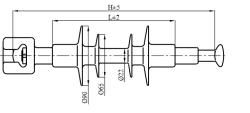 Linear suspended rod insulator with protective sheath made of organosilicon composition LK 70/10-I-3 GP