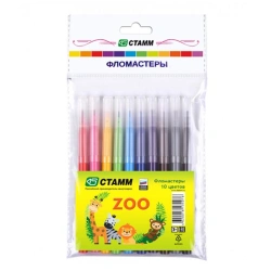 Flomaster "ZOO", 10 colours, flushable, packet, Europod. flushable, package, europodweight
