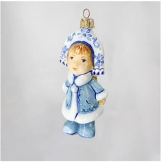 Handmade glass Christmas tree toy "Snow Maiden in a kokoshnik"