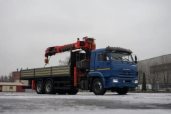 Special purpose vehicle with KMA type hydraulic loading crane on the basis of KAMAZ 65117 and its modifications 64K12N-U4