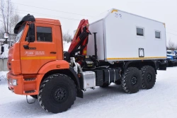 Special van with CMU produced by INMAN JSC on KAMAZ 4308-G5 chassis. Mark GIRD. Type 5849BF. Modification 5849B