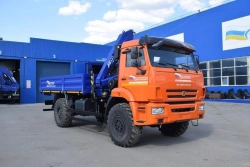 Crane-manipulator truck (flatbed), UZST brand, type 483B-67 on KAMAZ 43502-D5 chassis.