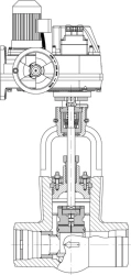 Control valves series RK 101 DN from 100 to 300 mm, Pp up to 37,3 MPa, medium temperature up to 560?C under electric actuator