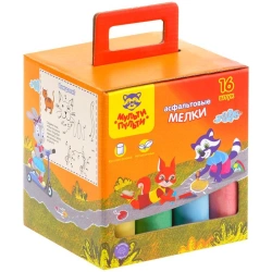 Coloured crayons for asphalt "Multi Multi-Pulti", 16 pieces, 6 colours