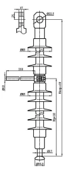 Insulator suspended rod insulator with ribbed sheath made of organosilicon rubber PSPKr 70-3/0,6-0,3-0,3-NV-UP