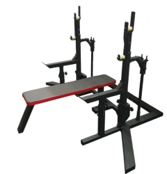 Competition powerlifting jack stand with bench and safety stops