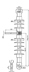 Tension rod insulator with ribbed sheath made of organosilicon rubber NSPKr 120-3/0,8-0,6-NV-GU