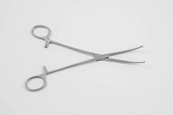 VZ-Z-31-1, Healing clamp, single- and double-toothed, toothed, curved #3, 200 mm