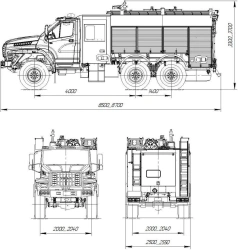 Fire tanker AC 5, 0-(40, 40/4, -50, -50/4, -70, -100) (5557) model 001-UPZ type UR66, modification UR66BA on Ural chassis.