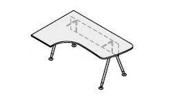 Left ergonomic metal-framed table. Set of furniture "Gamma"