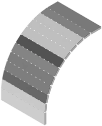 Corner cover of hinged cable girder KLZ 000 ZL, with overall dimensions from 150 mm to 1000 mm, metal thickness 1,5 mm, with rad
