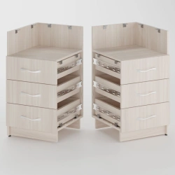 Built-in worktop cabinet 3 drawers and 1 recess