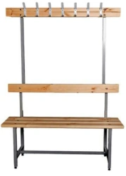 Cloakroom bench (metal, on metal frame, for changing rooms)