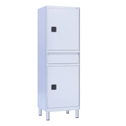 ??-03-"???" (???-7641.01-11) Medical cabinet two-sectional, one-wing, made of aluminium profile and carbon steel, with outlets.