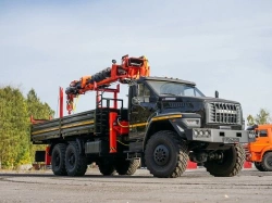 Special purpose vehicle with hydraulic loading crane of KMA type on the basis of URAL 4320 and its modifications U0K03G-LA