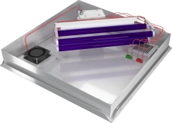 Irradiator recirculator ultraviolet bactericidal ORUB-AMS, as a part of air duct of supply and exhaust ventilation system