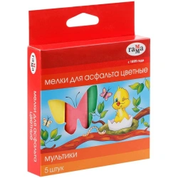 Crayons for asphalt "Cartoons", coloured, 5 pieces