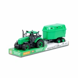 Progress Tractor with inertia animal trailer (green) (in tray), Item No. 94643