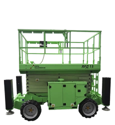 Mobile mechanised boom lift with working platform with pantograph-type boom with sliding working platform