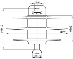 Suspended rod insulator with ribbed sheath made of organosilicon rubber PSPKr 70-3/0,4