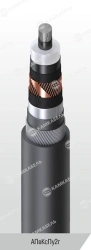 Power cable with aluminium core insulated with cross-linked polyethylene for voltage 64/110 and 127/220 kV of APvKsPu2g grade