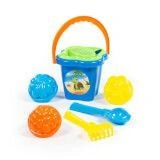 Set No. 21: Medium flower bucket, flower strainer, trowel No. 2, rake No. 2, 3 moulds, Article No. 2136.