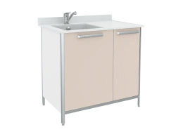 Table-bench with sink STSM-2 from a set of furniture for clinical diagnostic laboratories according to TU 9452-013-13305037-2010