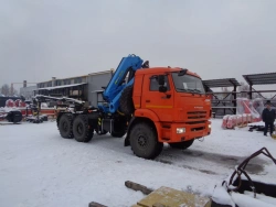 Special purpose vehicle with hydraulic loading crane of KMA type on the basis of KAMAZ 5350 and its modifications 51K12N-U2