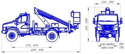 Means of transport equipped with lifts with working platforms R180T, VA180T Velmash-S type 47192 of modification 37193N on bases