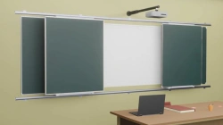 Rail system with classroom blackboard and integrated interactive whiteboard SKL-RI