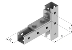 Angle plate 90 degrees 3 holes SMA 622, with overall dimensions 40x40x94, with metal thickness 5,0 mm, hot-dip galvanised.