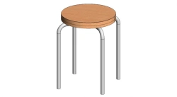 Stool with fabric or leatherette seat. Model: T-2