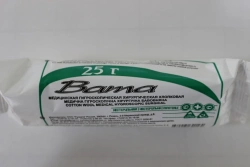 Medical cotton wool hygroscopic surgical non-sterile cotton according to GOST 5556-81 packed in rolls of 25g. RU NO. FSR 2009
