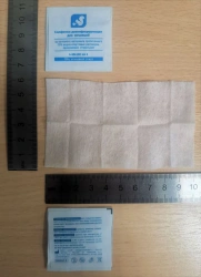 Disinfectant wipes for injections made of nonwoven fabric impregnated with 70% water-alcohol solution (ethyl), disposable.