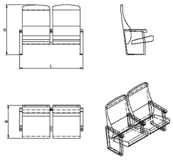 Double-seat theatre chair section (KT.2 series)