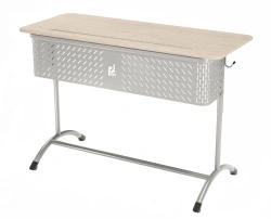 Pupil's table Mega two-seater (Adjustable), 3-5 years. RAL 9006, plexiglas 16mm Grey
