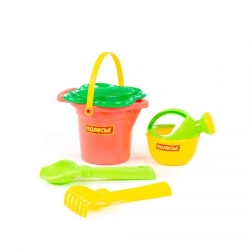 Set No. 351: Small bucket with spout, flower strainer, trowel No. 2, rake No. 2, small watering can No. 3, article 4924.
