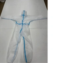 Medical protective coverall of disposable non-woven material.