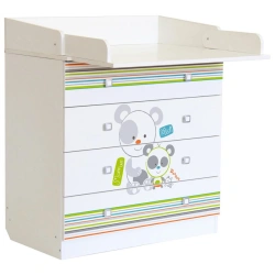 Polini kids Simple 1580 chest of drawers, Pandas, white, item 0001288.9.4