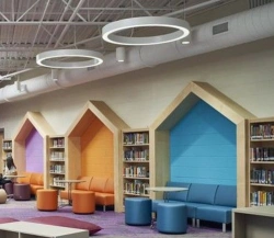 Reading area with bookshelves. (School furniture brand "Interior" series "TDI School")
