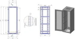 Reinforced 23" floor standing telecommunication cupboard, usable height 82SU. ??-?-82SU-800x2260?800-??-?