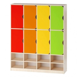 Eight-door children's wardrobe with shoe rack